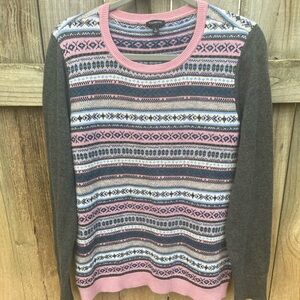 Talbots wool blend grey patterned sweater